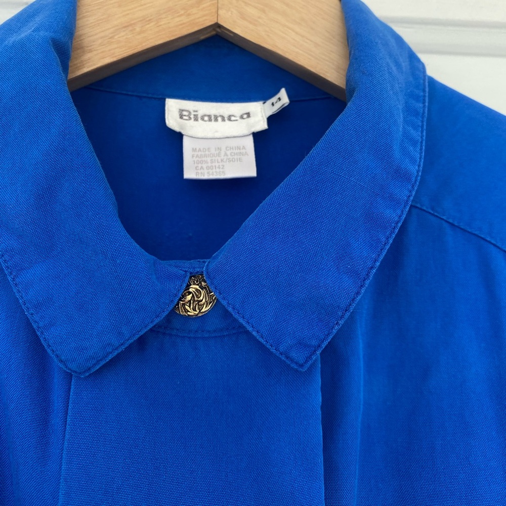 Silk sapphire blue vintage blouse with gold buttons